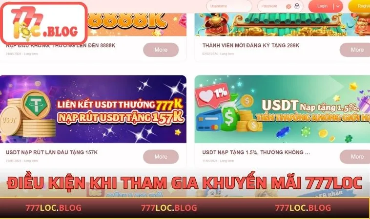 Các điều kiện khi tham gia khuyến mãi 777LOC