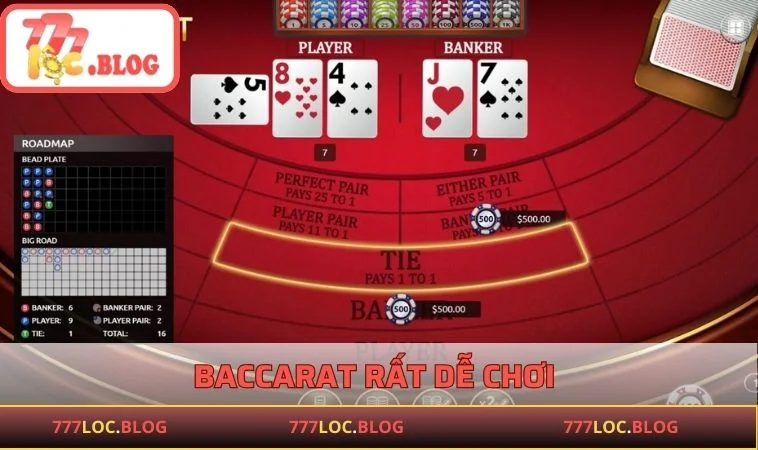 Baccarat rất dễ chơi và không đòi hỏi quá nhiều chiến thuật